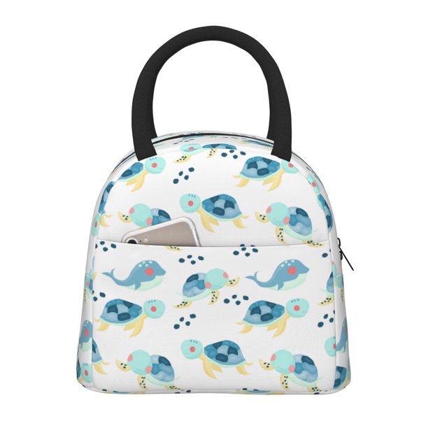 Fotbe Sea Turtle Bolsa de Almuerzo con Estampado, Lonchera Aislada, Contenedor de Comida Reutilizable Tipo Cooler a Prueba de Fugas