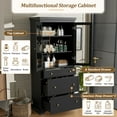 thumbnail image 4 of 70.1" Modern High Freestanding Bathroom Cabinet with Glass Doors, 3 Drawers for Clutter-Free Storage Solutions, 4 of 16