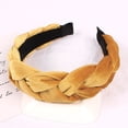 thumbnail image 2 of XASZHN Textured Braided Velvet Wide Headband for Women Solid Color Hair Accessory with Ribbon Detail Gold_001 One Size, 2 of 5