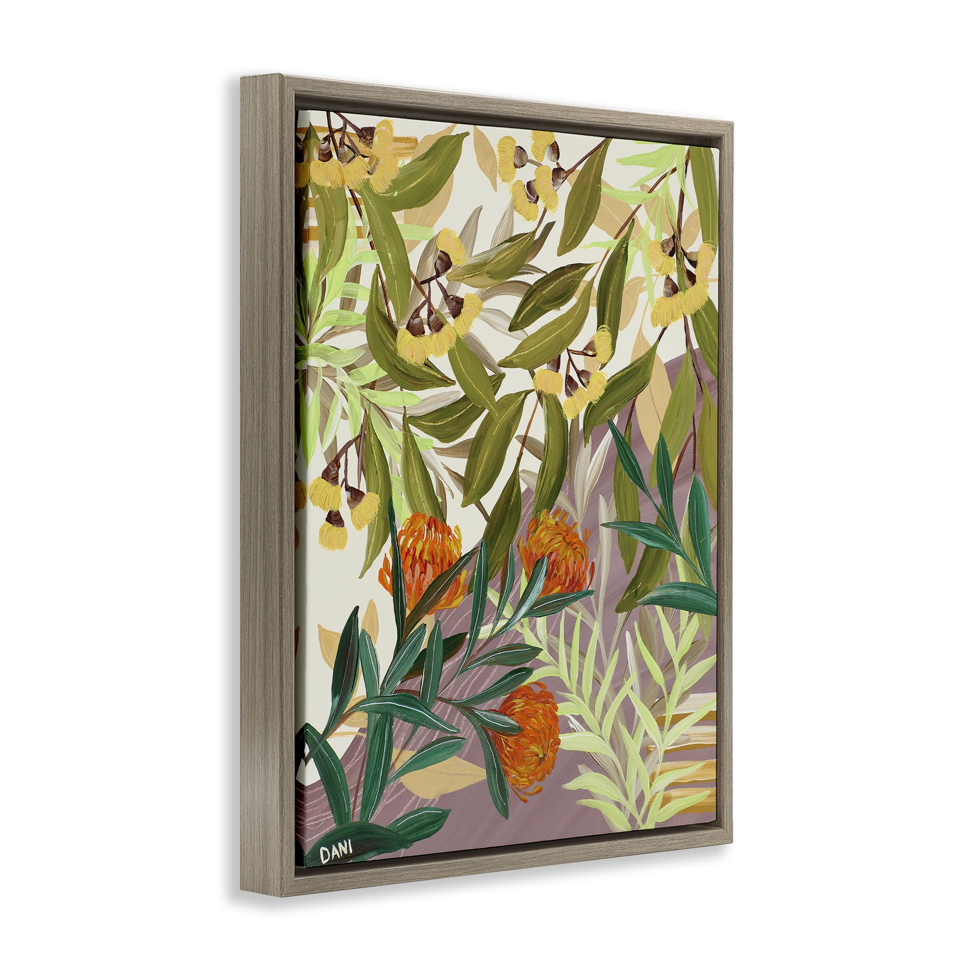 Stupell Industries Walk With Me Florals Brown Framed Floater Canvas Wall Art, design by Dani Heyward