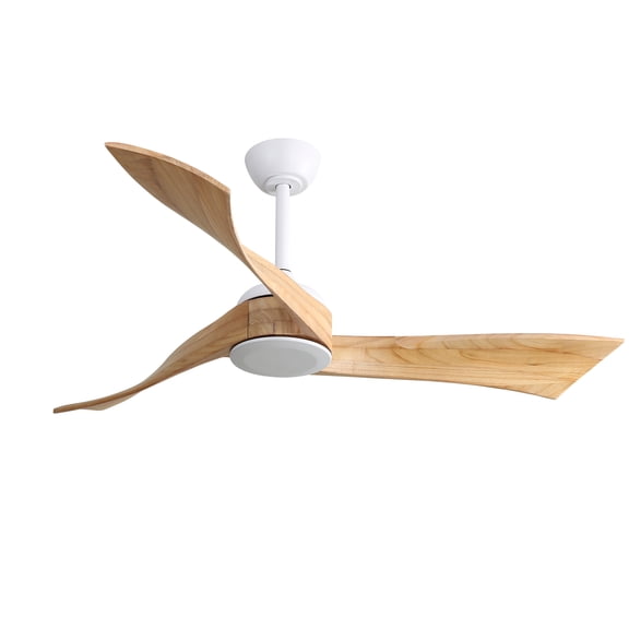 52 Inch Modern Ceiling Fan Without Light 6 Speed Remote 3 Solid Wood Blade Reversible DC Motor For Indoor&Outdoor