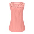 thumbnail image 5 of cocolona Summer Tank Tops for Women Fashion Solid Color Lace Shirts Crew Neck Front Pleated Loose T-shirt Blouse 2XL, 5 of 6