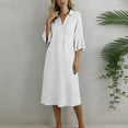 thumbnail image 5 of ZQUUVOU Summer Dresses for Women Linen Blend Loose Midi Dresses with Pockets 3/4 Sleeve Long Casual Bohemian Dress White, 5 of 6
