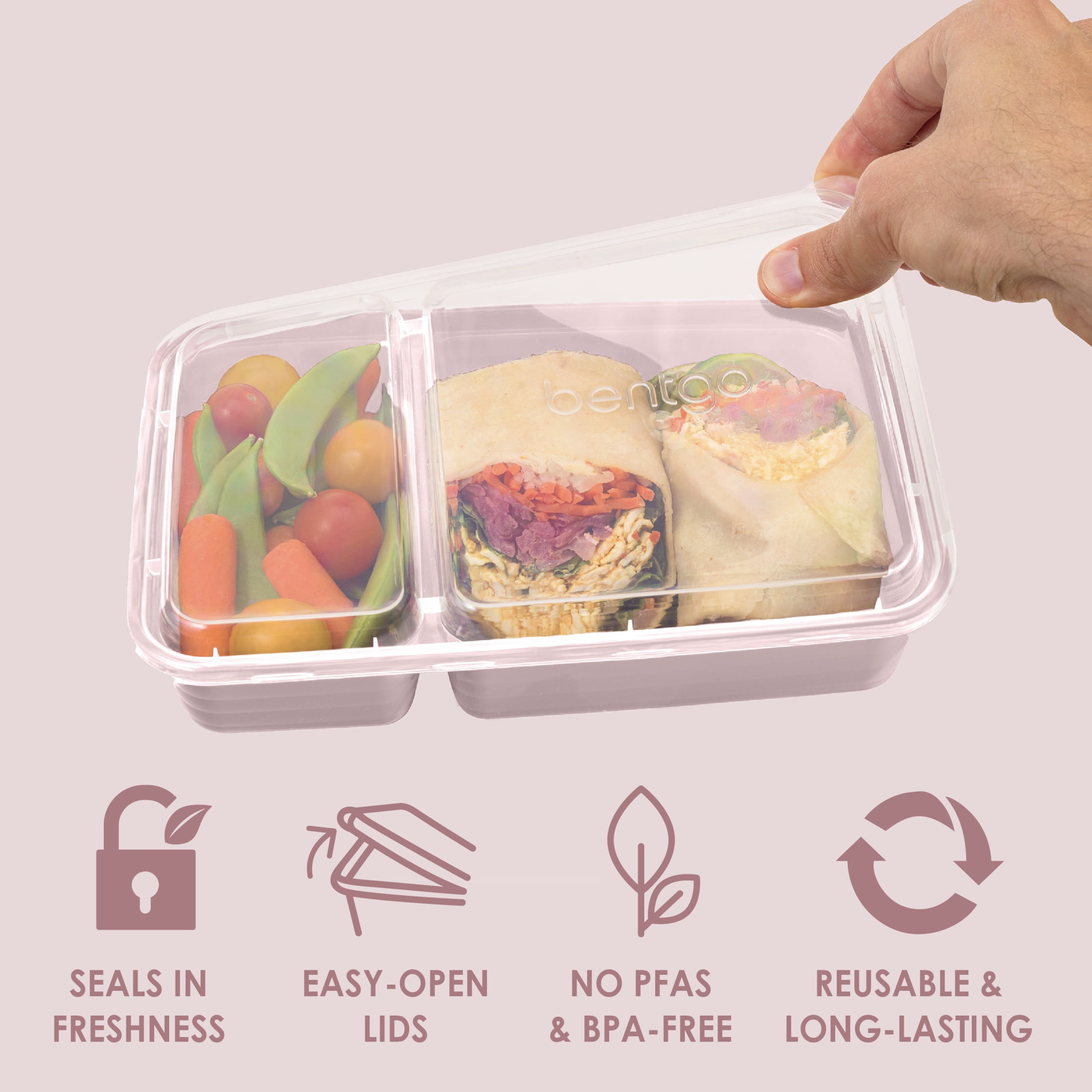 (2 pack) Bentgo Prep - 20-Piece 2-Compartment Reusable Meal Prep Containers