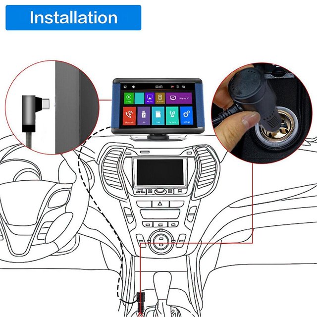 Reproductor multimedia portátil para coche Yuxing, Pantalla táctil capacitiva, 7 pulgadas, Inalámbrico, CarPlay, Android Auto, Negro