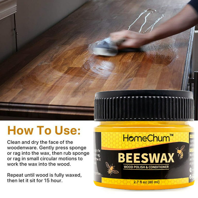 Wood Seasoning Beewax, 2 PACK Natural Wood Wax Traditional Beeswax Polish  for Furniture, Floor, Tables, Chairs, Cabinets