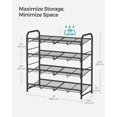 thumbnail image 3 of SONGMICS Stackable Shoe Rack, 4 Tier Metal Shoes Rack Storage Shelf, Holds up to 20 Pairs Shoes, Adjustable Slanted Shelves Shoe Tower Organizer for Closet Entryway Small Spaces, Black, 3 of 9