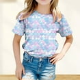 thumbnail image 2 of Toddler Girls' Fish Scale Print Casual Shirt Summer Short Sleeve Top For Child 3-4T, 2 of 4