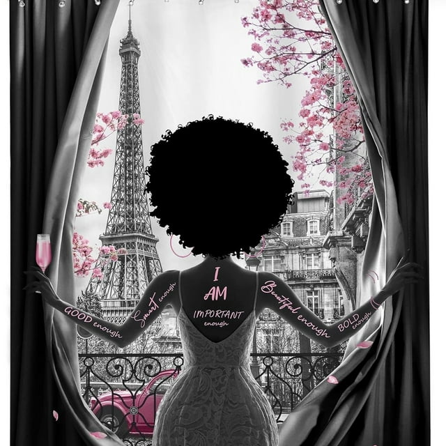 Cortina de ducha Paris Torre Eiffel African Girl 180x200 cm