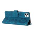 thumbnail image 3 of SaniMore Case for iPhone 13 Pro Max 6.7" 2021, [Card Slots + Cash Pocket + Removeable Wrist Strap] PU Leather Embossed Flower Flip Kickstand 360° All-around Protective Wallet Shell, Blue, 3 of 11