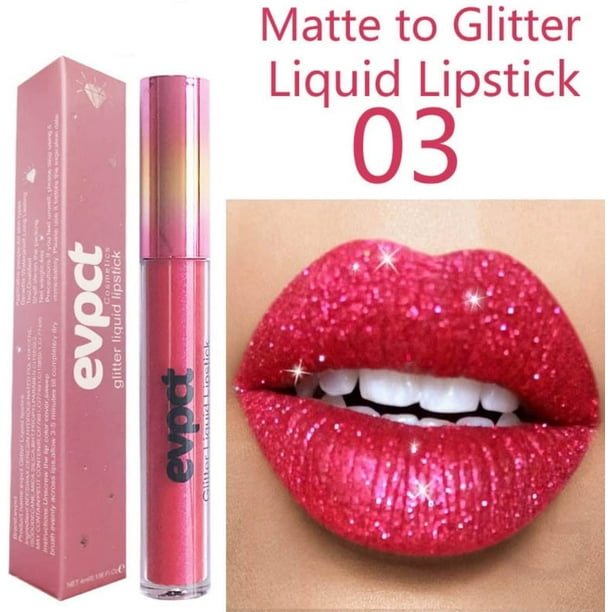 15 Colors Matte Glitter Lipstick Metallic Pearl Lip Gloss Waterproof  Lasting 