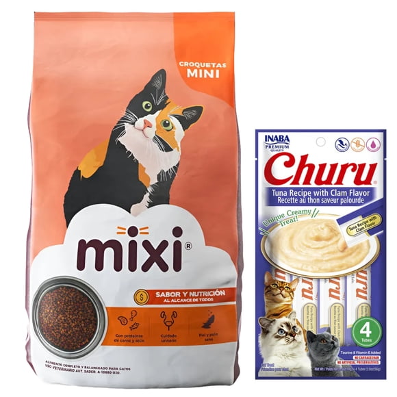 Mixi 3 Kg + Churu Atún con Almeja Sobre con 4 Tubos de 14 g