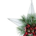 thumbnail image 3 of Northlight 17" White 5 point Christmas Star With Plaid Ribbon with Artificial Pine, 3 of 5