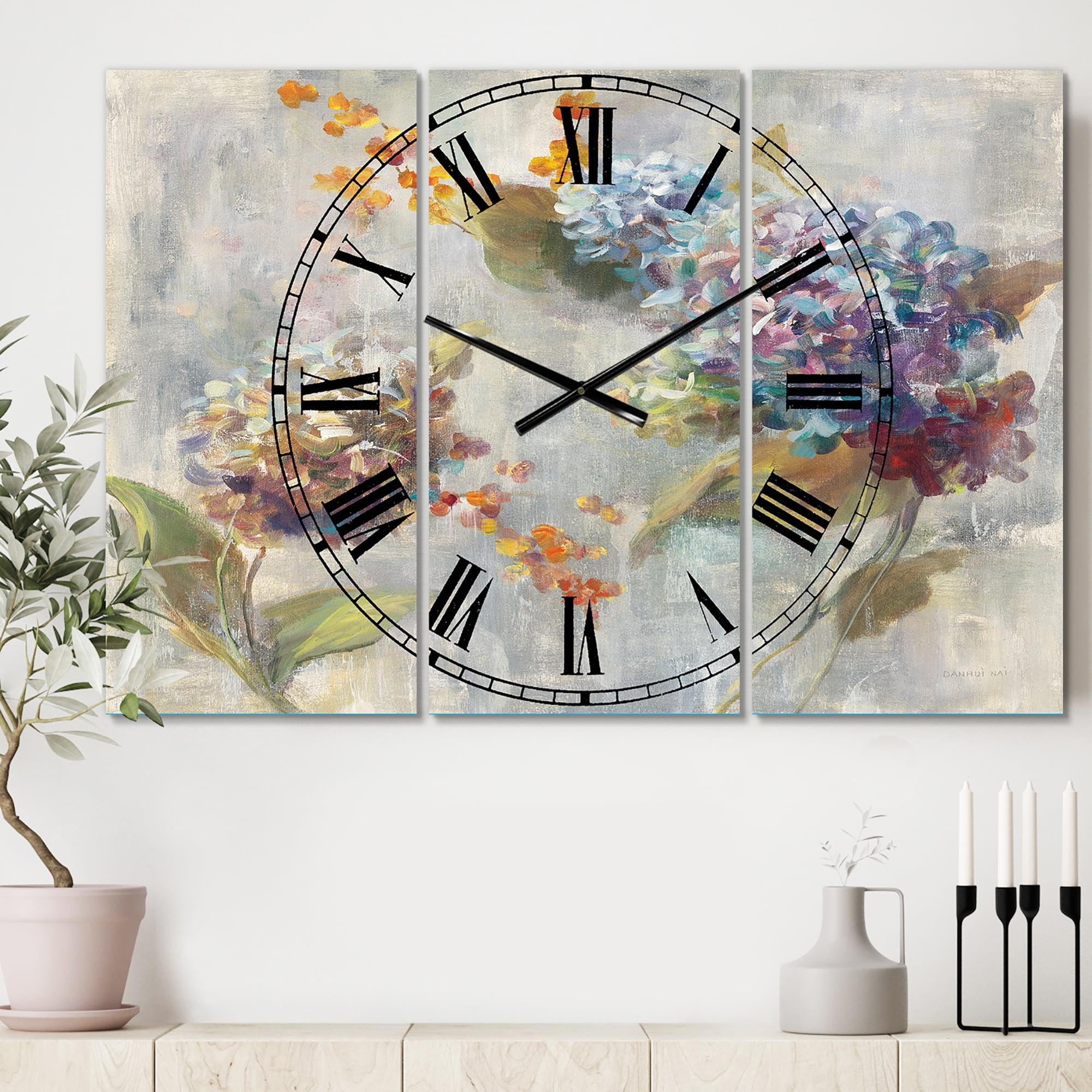 Designart 'Autumn Hydrangea' Traditional Wall Clock