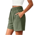 thumbnail image 4 of Hilenly Summer Shorts for Women Lightweight High Waisted Cotton Shorts Side Drawstring Loose Casual Short with Pockets, 4 of 7