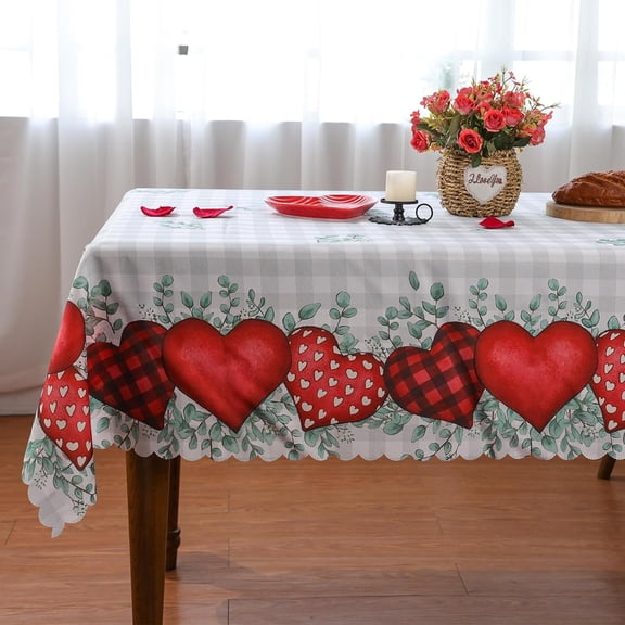 YIBAGA Valentines Day Tablecloth, Sweat Happy Valentines Table Cover, Waterproof Dining Decorations, 60 x 84 inch, Polyester