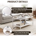 thumbnail image 4 of ZENY Rectangle Wood Coffee Table Metal Frame MDF Home Tea Table Desk Rustic White, 4 of 7