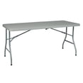 thumbnail image 1 of 5 foot Light Gray Resin Multi Purpose Center Fold Table with Wheels, 1 of 4