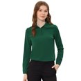 thumbnail image 1 of Blusa de oficina Allegra K manga larga Media tapeta cuello en punta mujer Verde oscuro S, 1 of 4