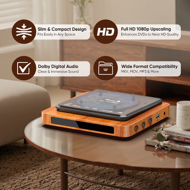 NUTROMO Retro Blu-ray Player, 1080P Full HD, Dolby Digital, USB