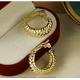 thumbnail image 4 of Clip on 1" gold indented scoop style hoop earrings, 4 of 4
