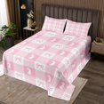 thumbnail image 2 of Cute Rabbit King Coverlet Set Spring Easter Animal Princess Bowknot Quilted 3 Pcs with 2 Pillow Shams Pink Geometric Plaids Kawaii Bow Patchwork Bedding Quilt for Decor,Microfiber Breathable, 2 of 5