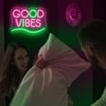 thumbnail image 4 of Lumoonosity Good Vibes Neon Sign - Large Good Vibes Neon Lights for Bedroom, Wall, Game Room Decor - Good Vibes Led Signs with Pink & Green Color for Party, Gift, Valentine's Day - 16.5 x 11.8-inch, 4 of 5