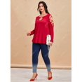 thumbnail image 4 of Top de Talla Extra con Hombros Al Aire con Anillo de Ojo de Cerradura Rosegal  Mangas largas de talla grande, 4 of 5