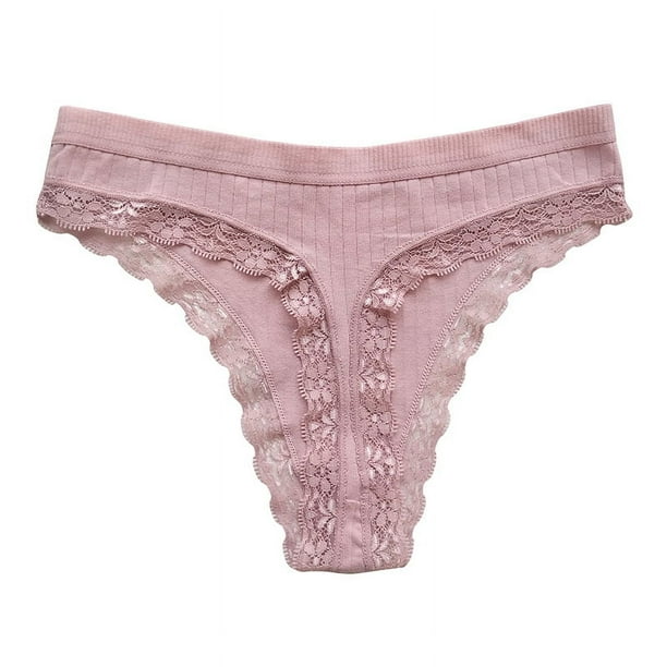 Zhuge Pack de 6 Calzoncillos Hipster Mujer,Algodón Transpirable con Detalles de Encaje, Braguitas Brasileñas Sexy y Cómodas para Todo Día,Estilo B,Talle S Rosa