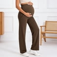 thumbnail image 2 of Gyujnb High Waist Full Belly Maternity Wide Leg Pants Stretch Fabric Side Pockets Loose Fit Casual Everyday Pregnancy Trousers,S, 2 of 4