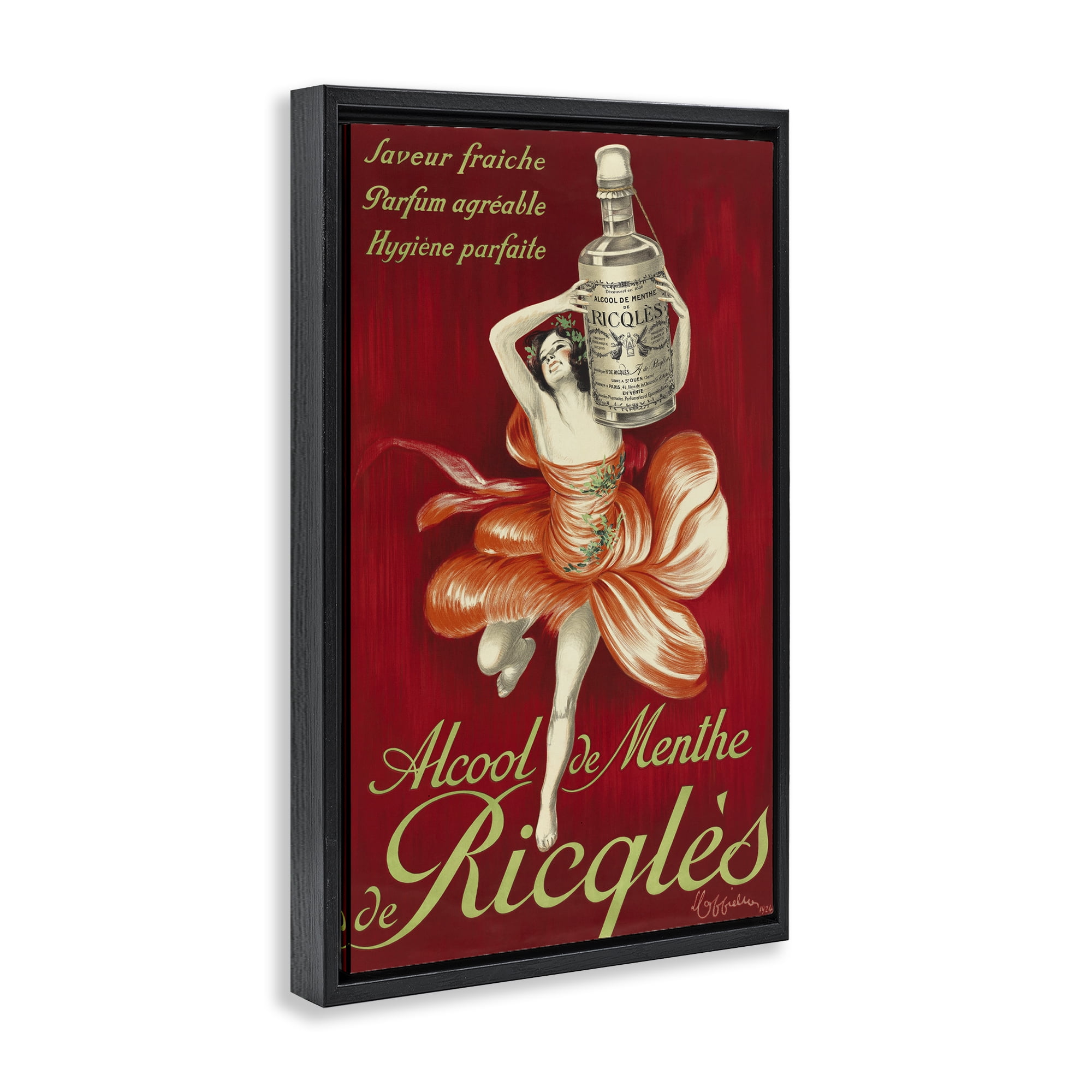 Stupell Industries Vintage Herbal Remedy Advertisement Black Framed Floater Canvas Wall Art, design by Leonetto Cappiello