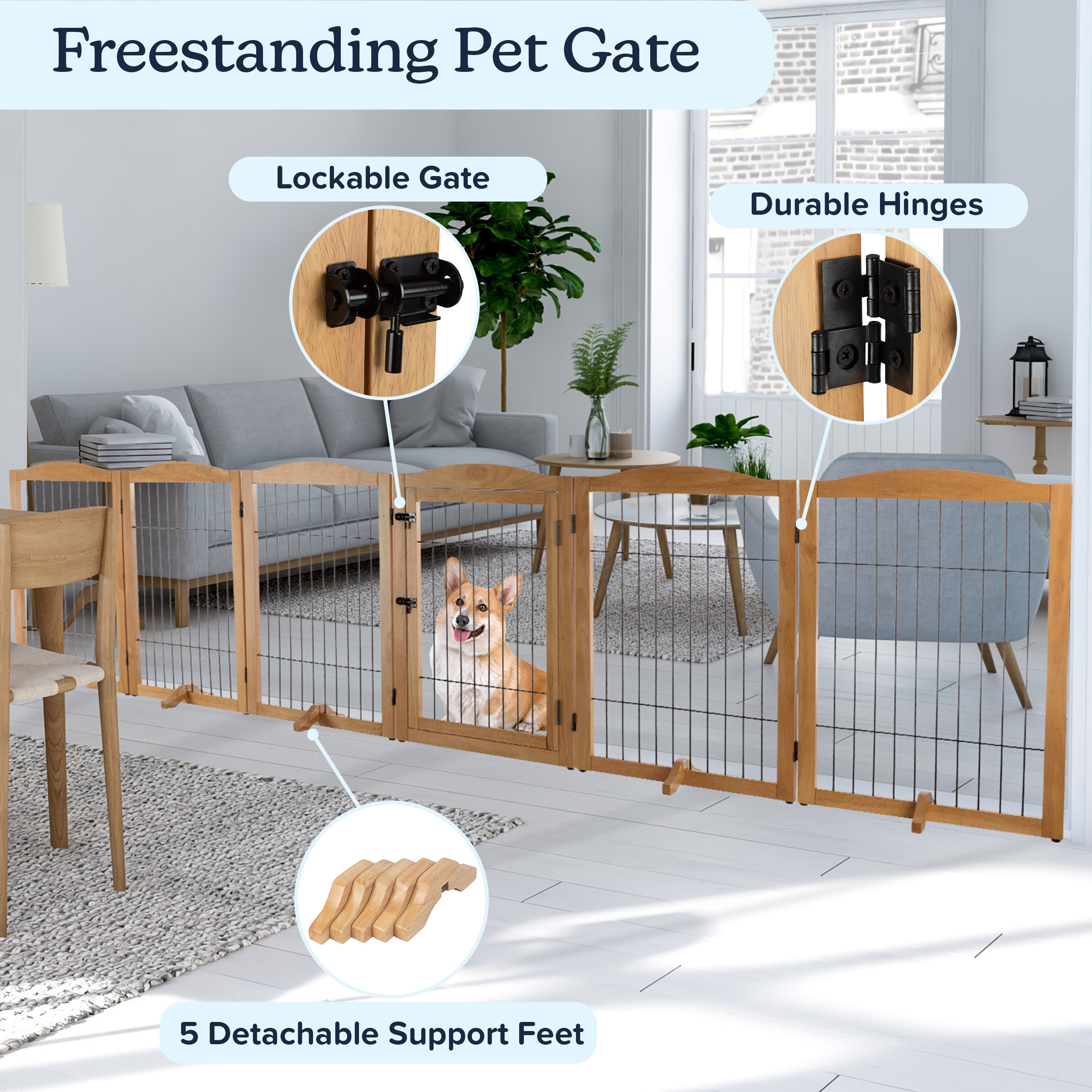 PETMAKER Extra Wide Freestanding Foldable Dog Gate