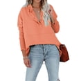 thumbnail image 2 of Langwyqu Spring Autumn Women Oversized Button Down Henley Hoodies Long Sleeve Sweatshirt, 2 of 5