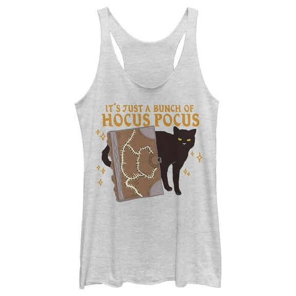Women's Hocus Pocus Binx Spellbook Racerback Tank Top White Heather Large