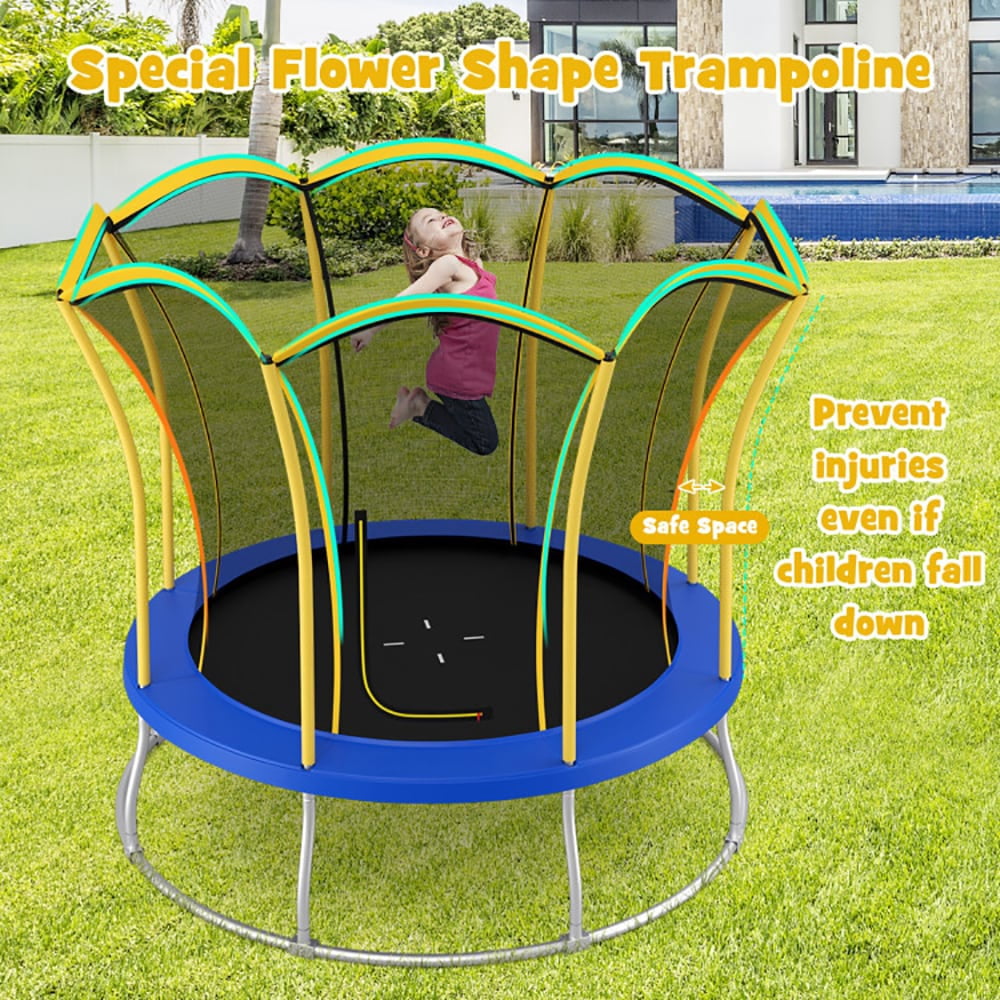 Spaco 10 Feet Unique Flower Shape Trampoline with Galvanized Steel Frame-Yellow, Bounce Trampoline for Outdoor as Garden, Park
