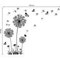 thumbnail image 4 of style3 Calcomanías de pared de diente de león, flores voladoras, mariposas, pegatinas de pared, arte de pared de diente de león, decoración para sala de estar y dormitorio (negro), 4 of 5