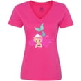 thumbnail image 3 of Inktastic Cute Mermaid, Pink Hair, Green Tail Women's V-Neck T-Shirt, 3 of 5