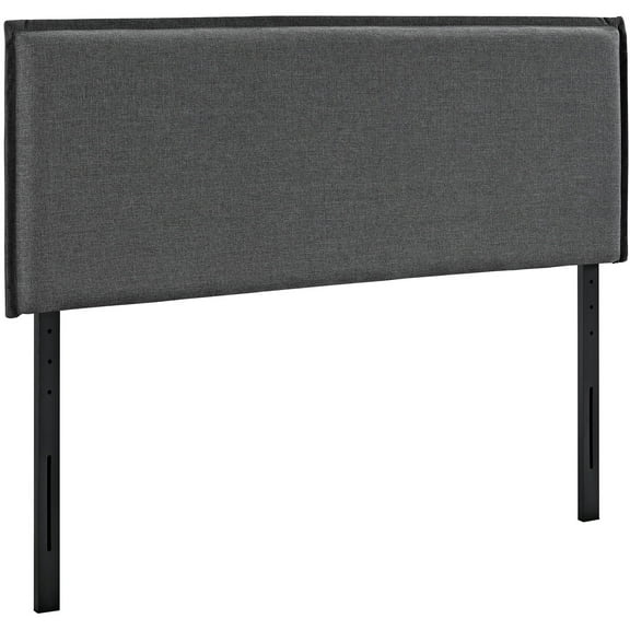 Modern Contemporary Urban Design Bedroom Queen Size Headboard, Grey Gray, Fabric Wood