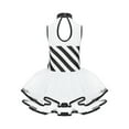 thumbnail image 5 of Aislor Girls Mock Neck Tutu Dress Ballet Dance Leotard Ballerina Striped Christmas Costume Size 6-16 Black 8, 5 of 7
