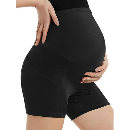 

Womens Maternity Yoga Shorts Over The Belly Workout Leggings Activewear Short Pant with Pockets