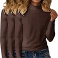 thumbnail image 5 of WTXUE Women's Long Sleeve Mock Turtleneck Shirts Fleece Lined Base Layer Slim Fit Thermal Underwear Tops Thermal Warm Pullover Sweater Tunic Sweaters 3Pc Coffee 4Xl, 5 of 6