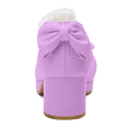 thumbnail image 3 of YOWMNS Womens Platform Mary Jane Shoes Ankle Strap Kawaii Block Mid Thick Heel Pumps With Bow and Lace (Purple, 8), 3 of 5