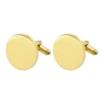 2Pack 20mm Dia Cufflinks for Men, Stainless Steel Round Shirt Cuff Links, Golden