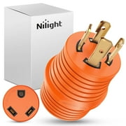 Nilight 30 Amp to 30 Amp RV Power Adapter 4 Prong Locking Plug 125 Volt Heavy Duty Converter L14-30P to TT-30R 30A Male Plug to 30A Female Receptacle for RV Camper Caravan Generator