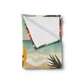 thumbnail image 2 of Surf Soft Flannel Fleece Throw Blanket, Summer Season Cartoon Composition Waves Sandy Beach and Palm Leaves Illustration, Cozy Plush for Indoor and Outdoor Use, 50" x 60", Multicolor, by Ambesonne, 2 of 5