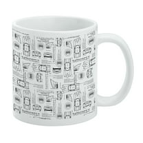 Batman Batmobile Blueprint Pattern White Mug