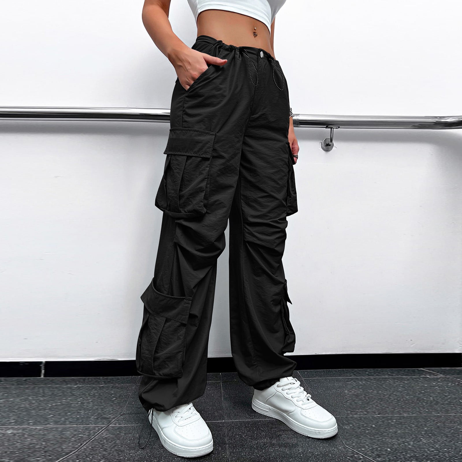 2023 Womens Light Khaki Brown Cargo Pants Women With Big Pocket, Patchwork  Design, Drawstring Closure, And Low Waist Perfect For Streetwear, Baggy Or  Casual Wear From Cordes, $24.54