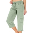 thumbnail image 2 of Capri Pants for Women Summer Quick Dry Drawstring Cargo Capris Outdoor Golf Hiking Pants with Pockets, S, 2 of 7