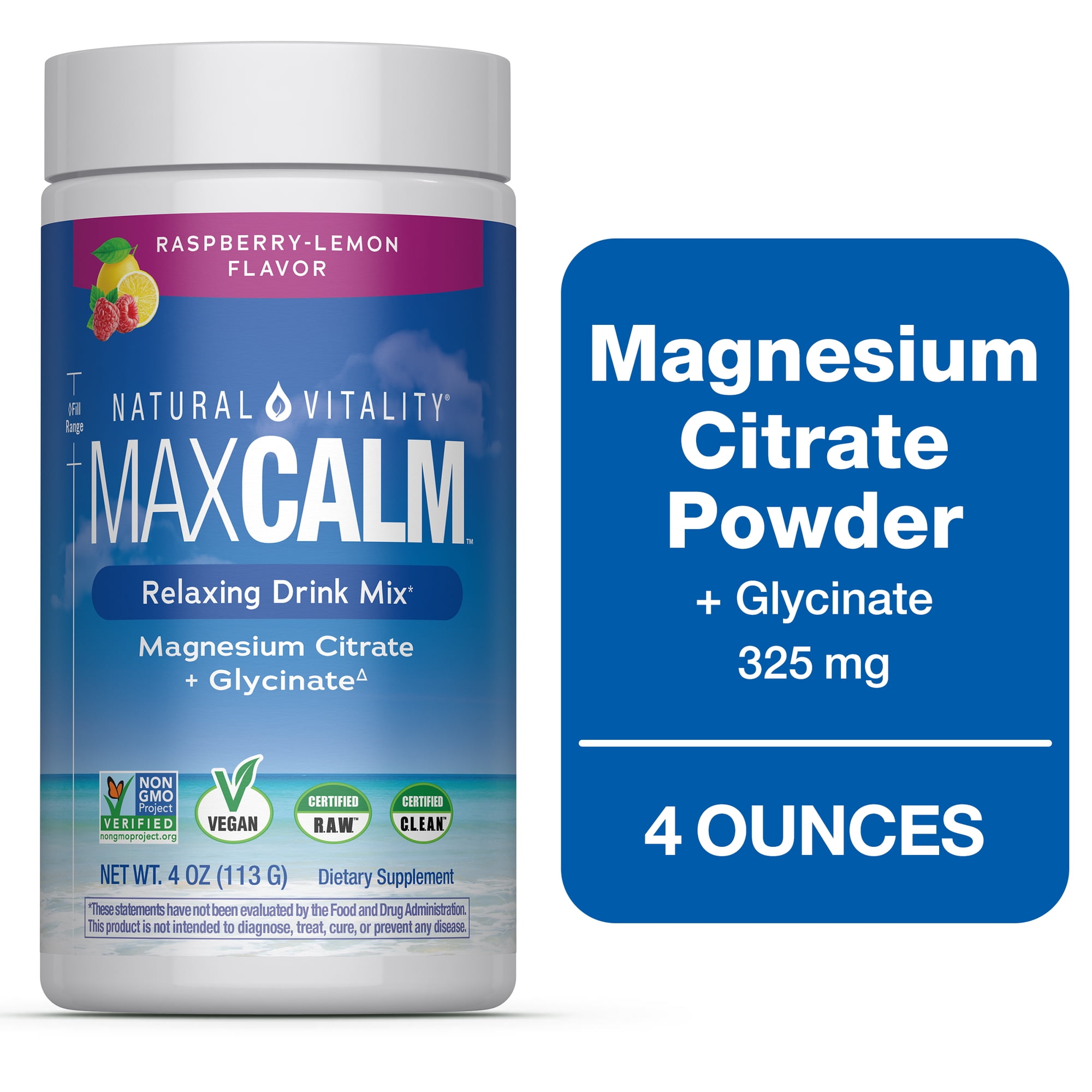(3 pack) Natural Vitality Calm Magnesium Powder for Stress Relief, Raspberry Lemon, 4 oz