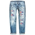 thumbnail image 2 of Dyfzdhu Independence Day Jeans for Women American Flag Printed Patchwork Ripped Jeans Straight Distressed Denim Pants With Pockets, 2 of 4
